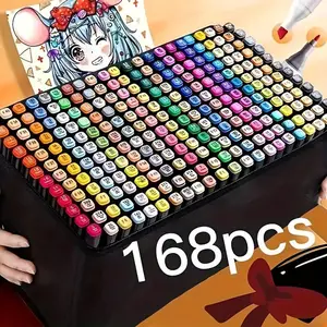 168 Colors Drawing Markers Dual Tip Art Markers for Adult Sketching & Coloring Set with Fine Broad Strokes Perfect for Creative Artists
