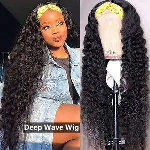 Bling Hair Kinky Curly Deep Wave Headband wig Human Hair No Gel Kinky Curly Headband Wigs for Black Women 180 Density None Lace Front Wigs Human Hair #headbandwig #TikTokShopHolidayHaul