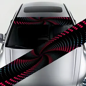 A car shading front block sticker, Windshield Sun Shade, with color dot swirl Cyberwind trim strips, suitable for car SUV trucks, vehicle outdoor trim accessories, car accessories, SUV accessories, eye-catching stickers, radical style