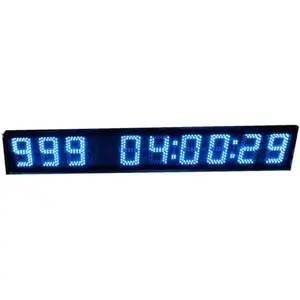 AZOOU 5-in-1 9-Digit LED Display Timer Countdown Clock, Wall-Mount Event Timing Device with Decor Accessories for Race Games, Indoor Blue Stopwatch