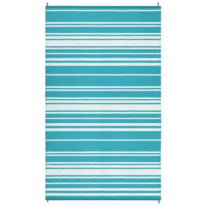 8 x 10 ft Reversible Light Blue Plastic Geometric Modern Rectangular Area Rug - Outdoor Rug for Beach, Porch Use, Reversible Rug