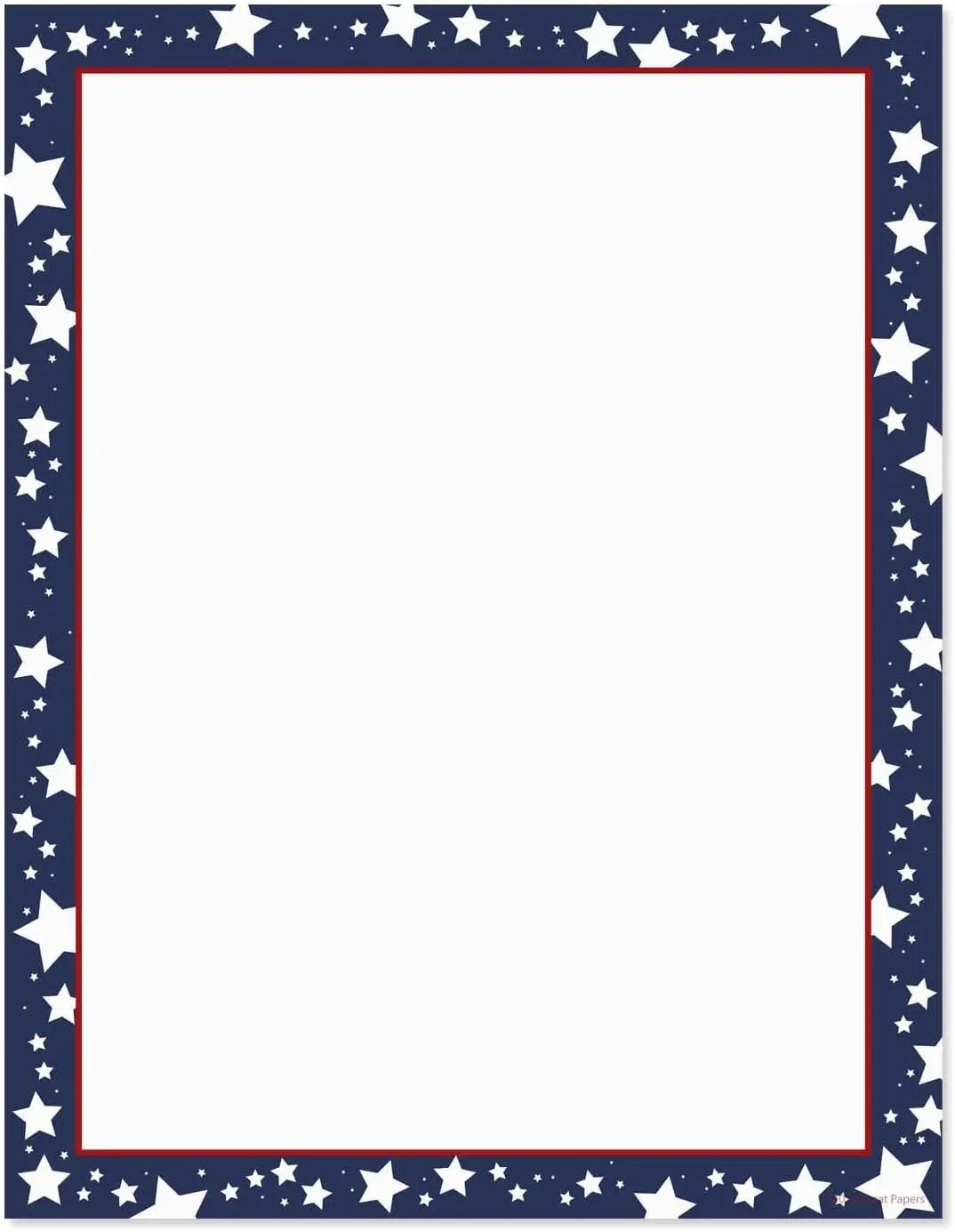 50 Sheets 8.5" x 11" Red White Blue Stars Patriotic Letterhead Paper for American Fourth Of July USA Veterans Memorial Day Decorative Stationery