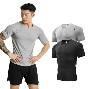 Men’s plain round-neck raglan-sleeve sports tee, quick-drying breathable comfortable short-sleeve T-shirt, men’s sportswear for running gym workout