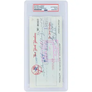 Ron Bloomberg New York Yankees Autographed Check from July 15, 1977 - PSA 84845847 - Fanatics Authentic Certified