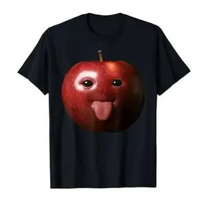 Humorous Apple Themed Short Sleeve Cotton TShirt Unisex Casual Summer Breathable Crew Neck Tee Stylish and Comfortable