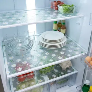 4pcs/8pcs Waterproof Refrigerator Pads, Small Daisy Grass Pattern, Moisture Resistant, Non Slip, Washable, Reusable, Eva Material