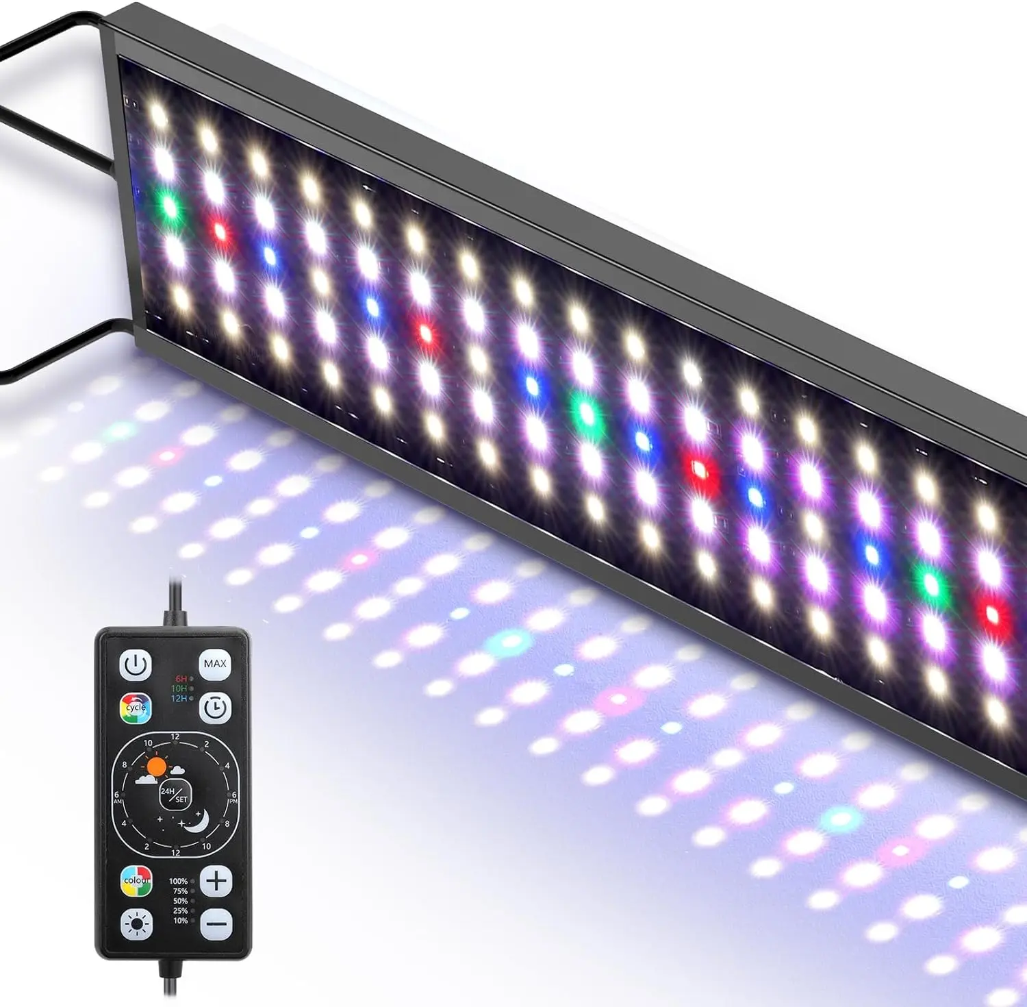 hygger Aquarium LED Light Fish Tank Full Spectrum Lighting with 24/7 Day-Night Cycle Mode & Auto On/Off Timer, 7 Color Options, Dimmable, Extendable Bracket for Tank Plant Lights