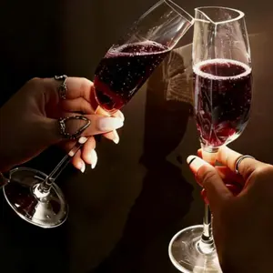 Creative Glass Half Wine Cup Set, Long Handle Portable Crystal Wine Glasses, Perfect for Friend Gatherings, Anniversaries, Weddings, Birthdays