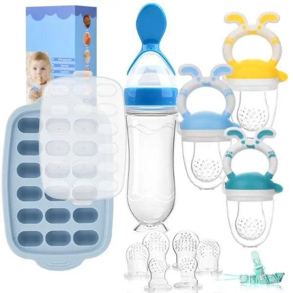 Halloween Fall Gift Baby Breastmilk Popsicle Molds & Baby Fruit Feeder- Silicone Food Freezer Tray Storage Containers,Infant Food Pacifier Feeder and Teether for Babies Easter Bunny Gifts for Boys and Girls