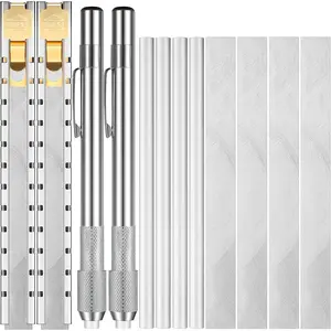 Soapstone Holder Soapstone Pencil Round Flat Aluminum Welding Tools Flat Soap Stone Markers with 12 Pieces Refill White Clear Removable Markings on Steel, Aluminum, and Cast