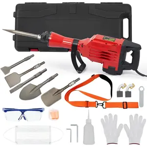 GARVEE 3600W Electric Jack Hammer Drill Heavy Duty Demolition Tool Kit for Concrete, Brick & Masonry with 6 Chisels, Carrying Case, and Safety Gloves Included