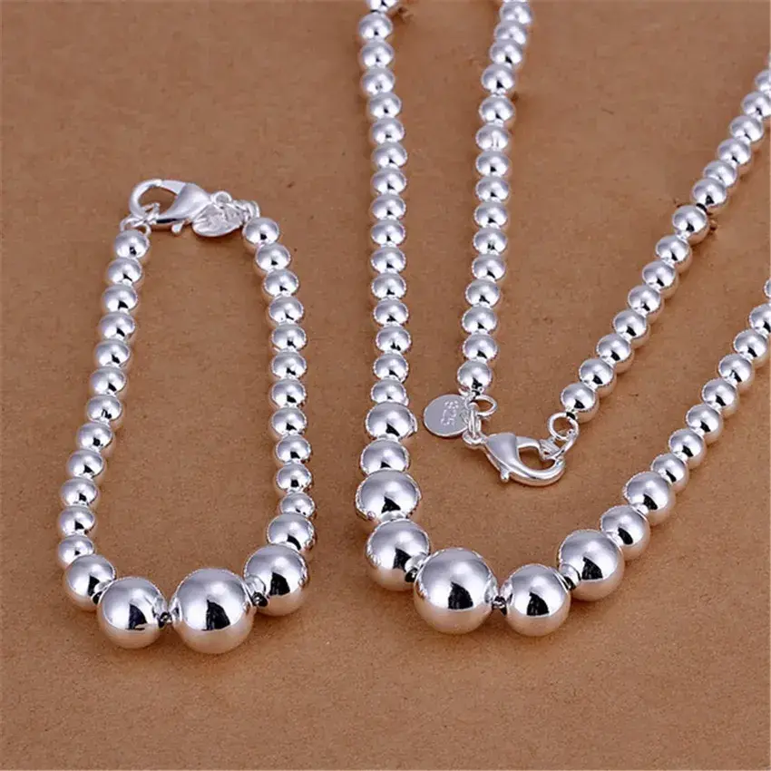 925 sterling silver fine Buddha beads Bracelets necklace Jewelry set for Women man Fashion Party wedding Gifts