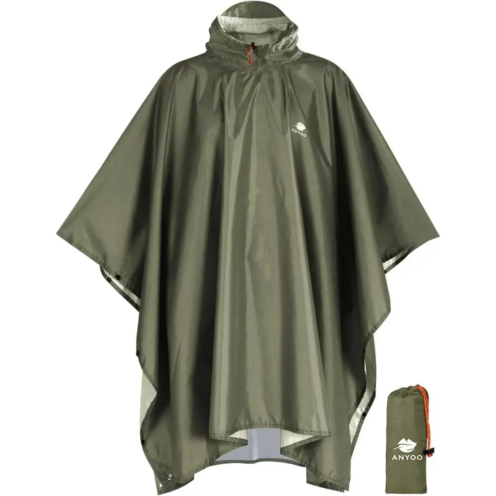 Hooded Rain Poncho for Adults Waterproof Lightweight Rain Coat for Men, Women Reusable Rain Jacket for Emergency Outdoor