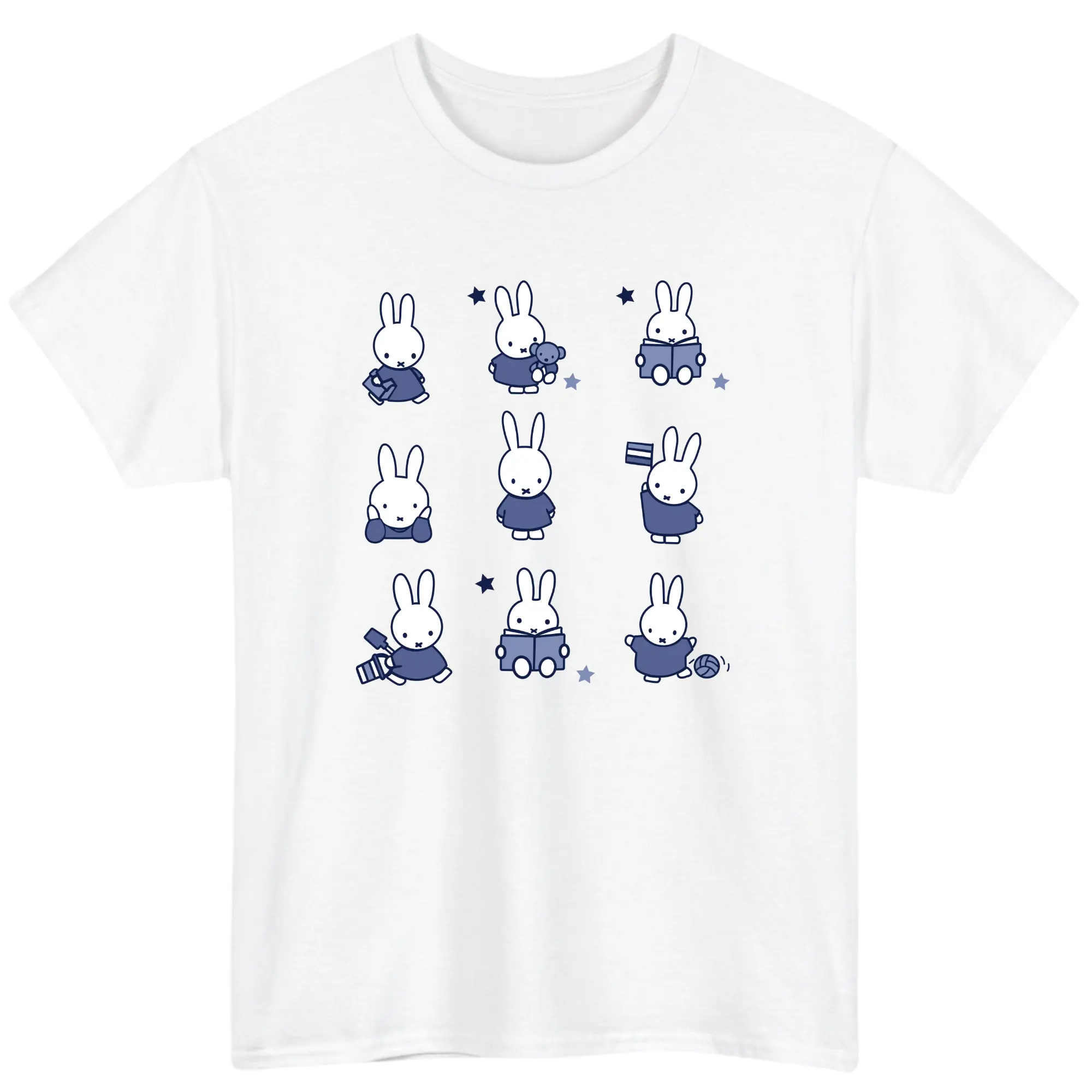 Cute Y2K Miffy Black Cat Bunny T-Shirt – Wave to Earth Graphic Tee, Aesthetic Streetwear Top for Men & Women, Soft Cotton Short Sleeve