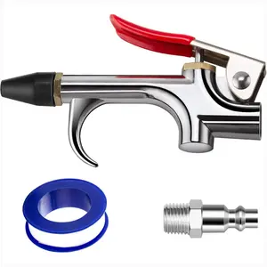 2-Way Connection Air Nozzle Blow Gun, Rubber Tip Air Nozzle with 1/4 in Standard Quick Fitting, Air Compressor Accessories Air Blower Gun for Air Inflation and Dedusting