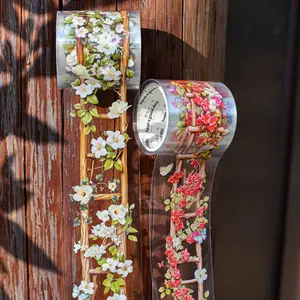200cm Floral Ladder Series Decorative PET Masking Tape, 6 Designs for Gift Wrapping, Crafting and Scrapbook Materials, Romantic Style for All Occasions