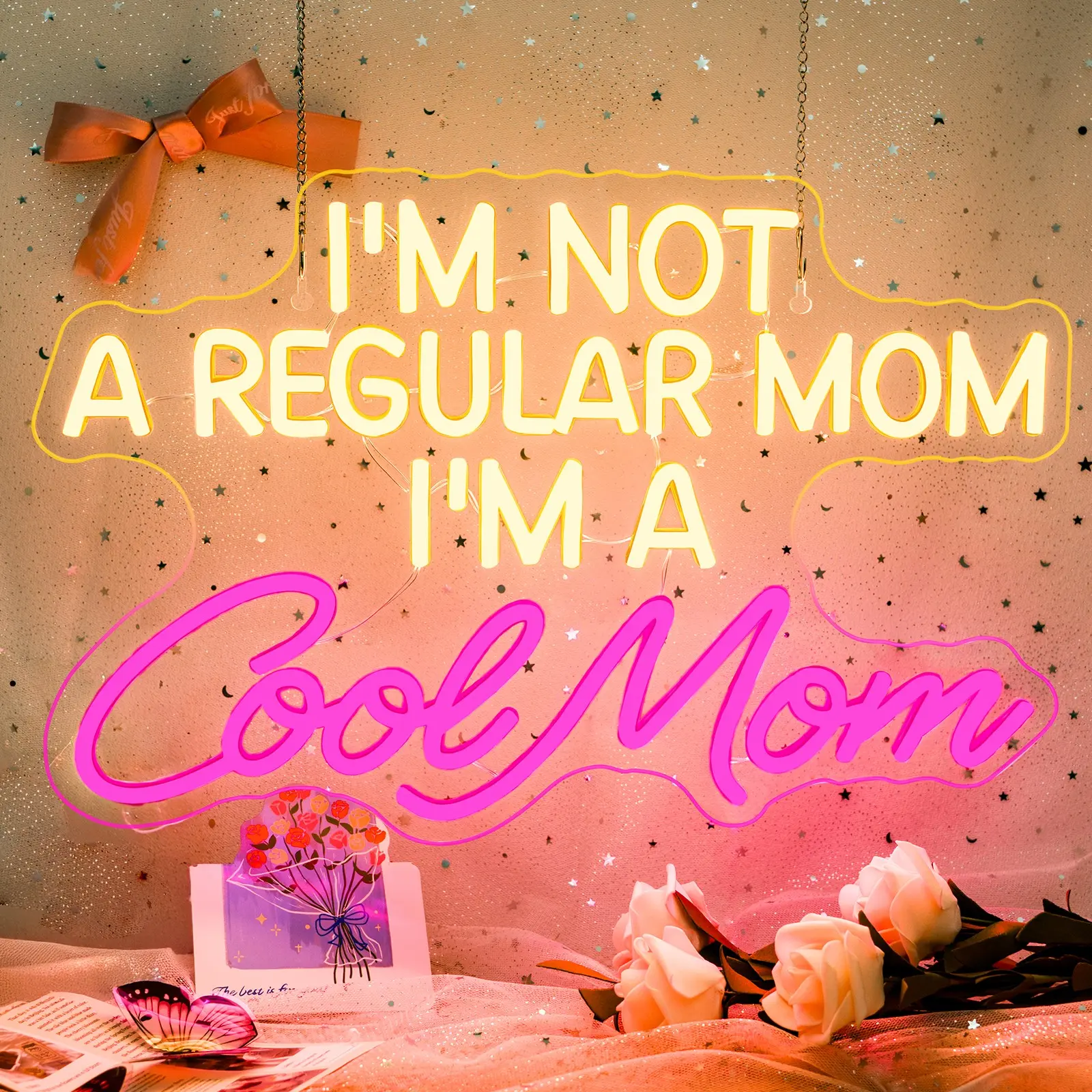 1pc Mother's Day Cool Mom Neon Sign, Personalized Letter LED Wall Hanging Light, USB Powered Home Decor Lamp, Perfect Gift for Home, Restaurant, Party