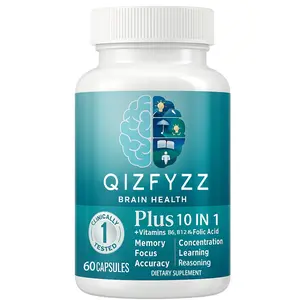 QIZFYZZ-Plus Brain Supplement for Memory and Focus Clinically Tested Nootropics for Concentration for Mental Clarity, Cognitive Enhancement Vitamins B6, B12, Phosphatidylserine 30 Capsules
