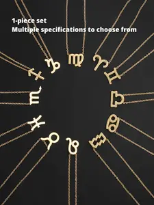 Zodiac Sign Pendant Necklace, Fashion Jewelry for Party, Daily Clothing Decor, Trendy All-match & Exquisite Jewelry for Birthday Gift, Fashion Jewelry Accessories
