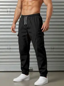 Men's Casual Sports Jogger Work Pants, Baggy Jogging Pants, Multi-Pocket Design, Waist Drawstring, Convenient for Daily Wear, Outdoor Use