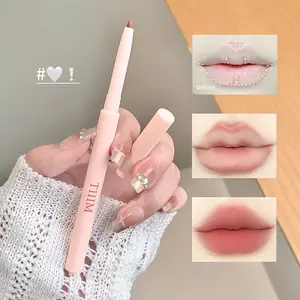 Fine Tip Lip Liner Pencil, Matte Finish, Rotatable, Mist Texture, Smooth Application, Natural Nude, Blurred Lip Makeup Effect, Lipliner