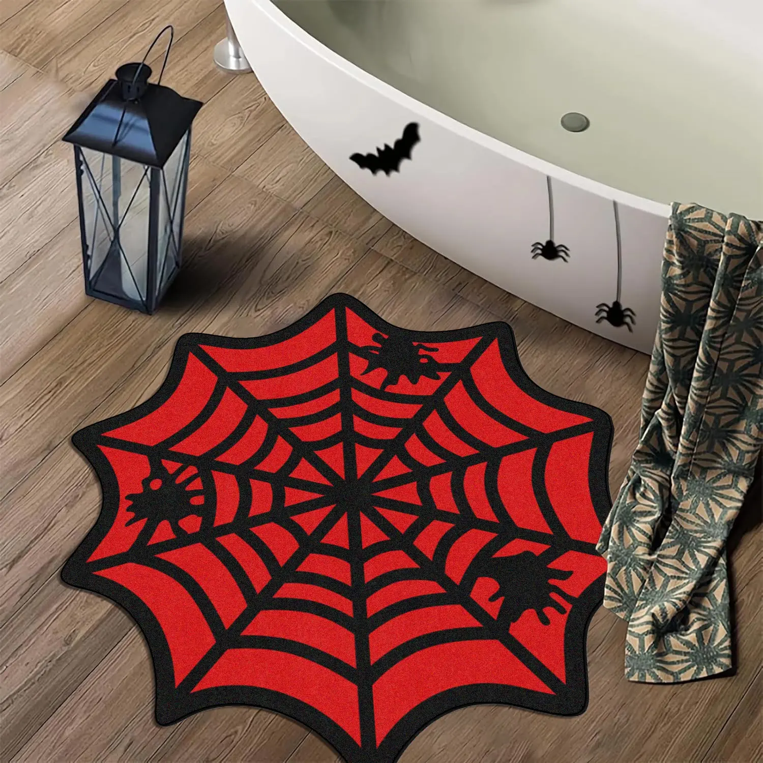 Creative Spider Web Carpet, Unique Rugs, Decorative Rug, Halloween Home Decor Area Rug, Soft Non-Slip Mat, Perfect for Bedroom Living Room Bathroom
