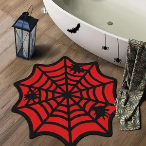 Creative Spider Web Carpet, Unique Rugs, Halloween Home Decor Area Rug, Soft Non-Slip Mat, Perfect for Bedroom Living Room Bathroom