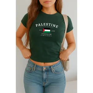 [Sale Up To 40%] Palestine Baby Tee, Filistin Y2K Top, Vintage Gaza Flag Shirt, Middle Eastern Tee, Palestinian Pride T-Shirt for Women