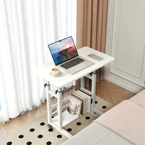 Adjustable Height Rolling Computer Desk, Mobile Standing Desk with 31.5" x 15.75" Surface and Wheels, Use Stand Writing Table for Small Spaces, Corner Study Desk, Fits Walking Pad and Treadmill, Black