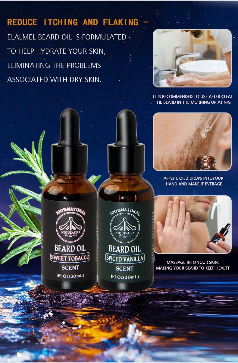 Spiced Vanilla Beard Oil for Men - Natural Mens Beard Oil with Argan and Jojoba Oil - Beard Softener, Strengthens and Moisturizes Hair Care Comfort