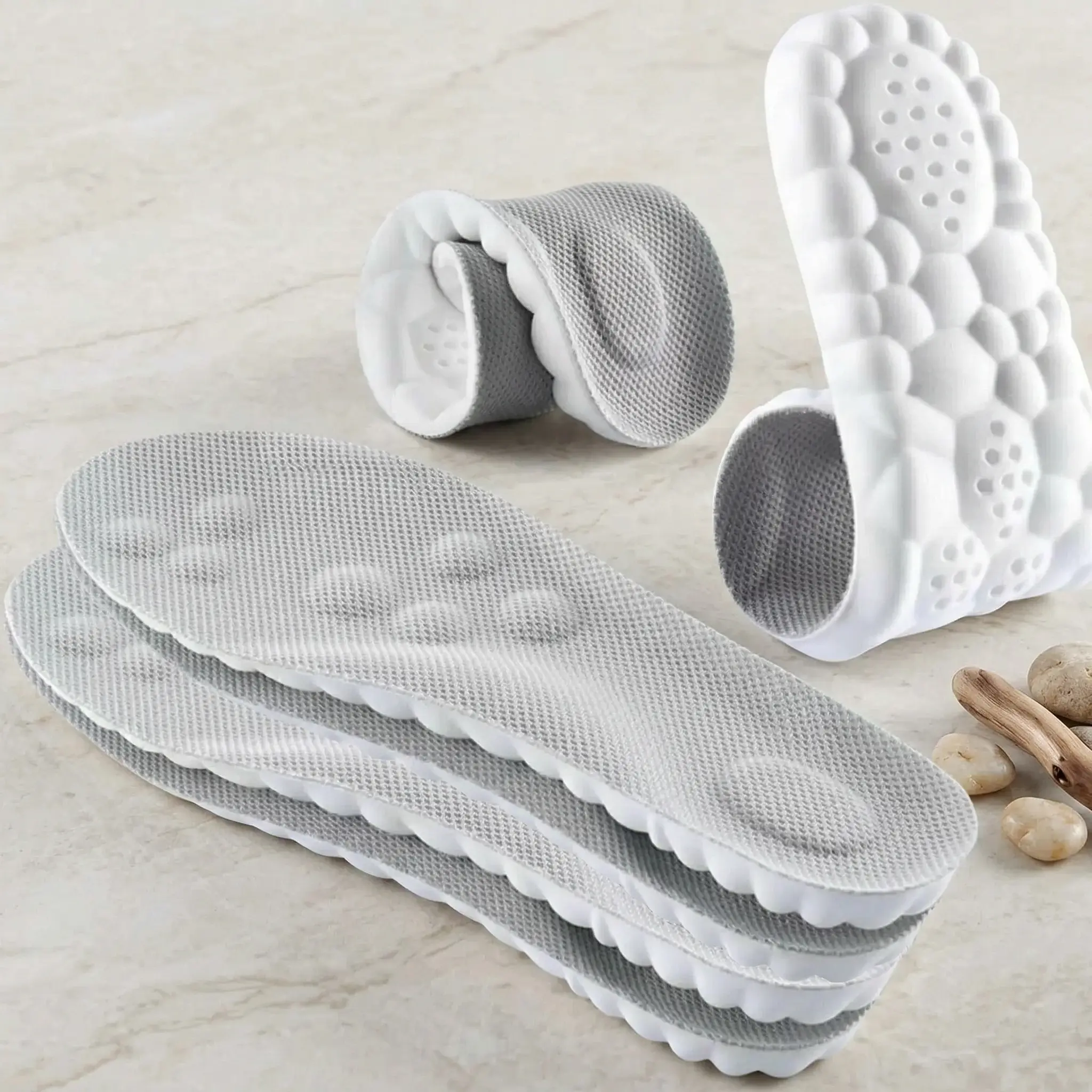 4D Cloud Cushion Memory Foam Arch Support Insoles, Shock Absorbing Breathable Comfort Shoe Pads for Men & Women Long Time Standing, Trimmable Foot Inserts Compatible With Daily Casual Sneakers Work Boots