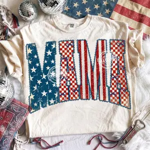 Comfort Colors Preppy Patriotic Mama Shirt, Checkered Patriotic Mom , Red White Blue Bows, Coquette 4th of July, America 250 Anniversary
