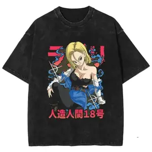 Android 18 T-Shirt S-4XL-5XL, Dragon Ball Shirt Vintage Heavyweight Crew Neck T-shirt, Anime vintage shirt, Anime Manga shirt, Trending, Unisex Anime Tee Gift For Menswear Womenswear Streetwear Top, Gift Anime Fans