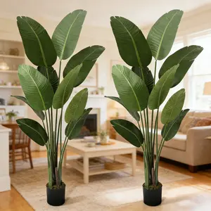 5ft Artificial Bird of Paradise Plant – Tall Faux Silk Floor Plant for Living Room, Office, Bedroom, Lifelike Indoor Decor with Planter