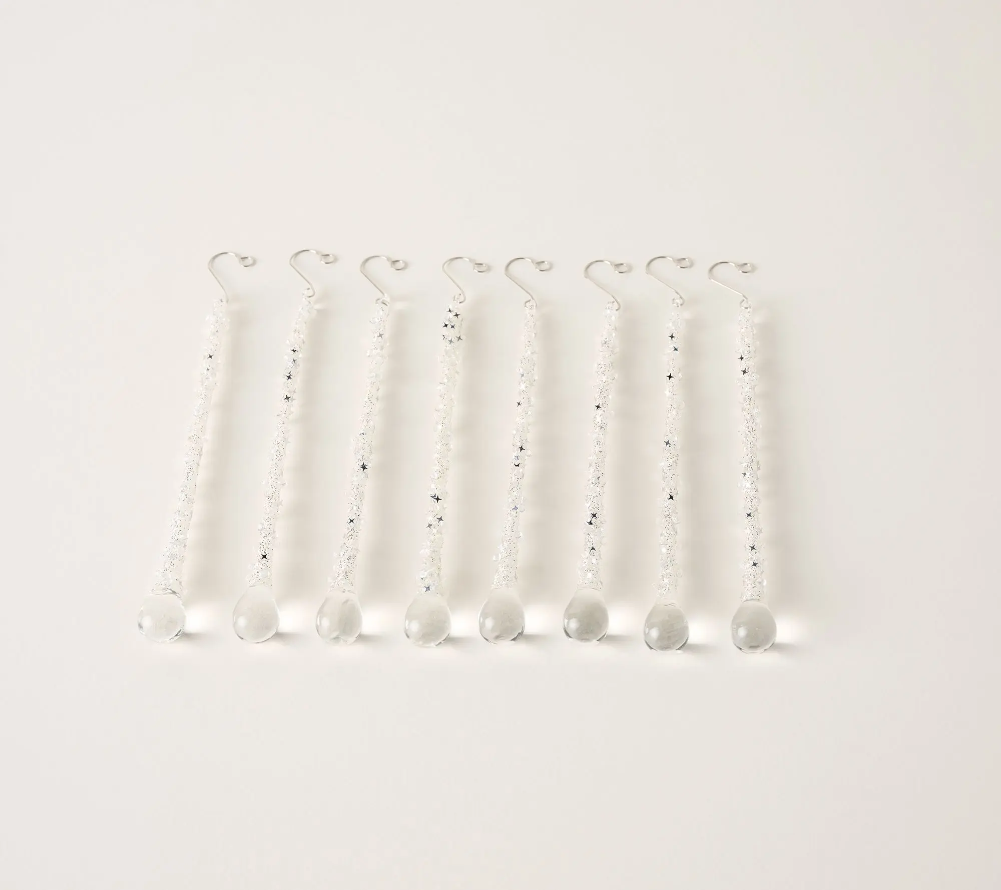 Set of 8 Beaded Glass Icicles with Stars by Valerie