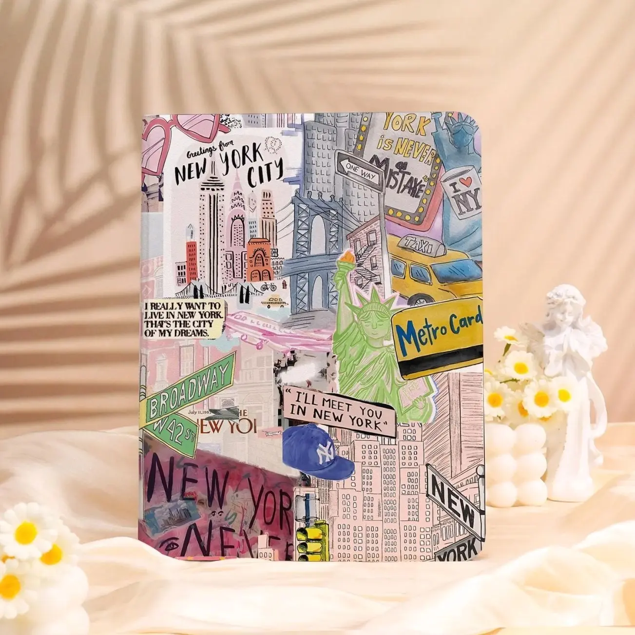 New York City Collage iPad Case with Pencil Holder,2025 Air 7-11/13,Custom iPad Mini Case,iPad Pro 2025 iPad A16 11,iPad 10th Case,Gift
