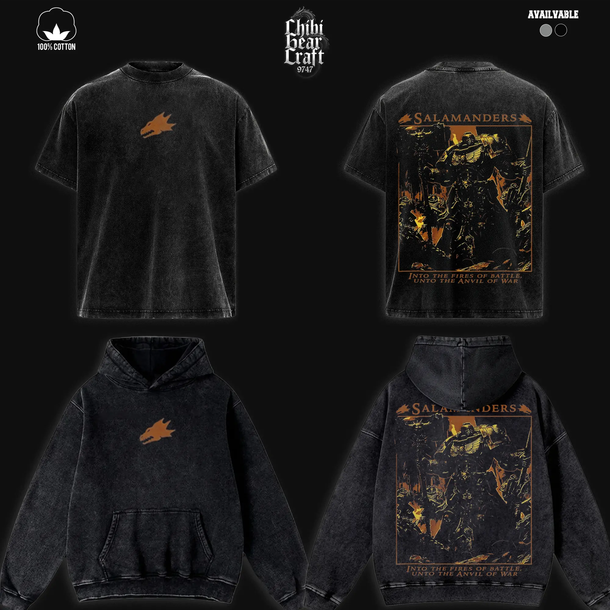 Warhammer 40K Salamanders Shirt Space Marine Vintage Washed Oversized Hoodie Retro Gaming Vulkan Graphic Tee Faded Streetwear Y2K Opium Grunge Merch Gift For Game Fan