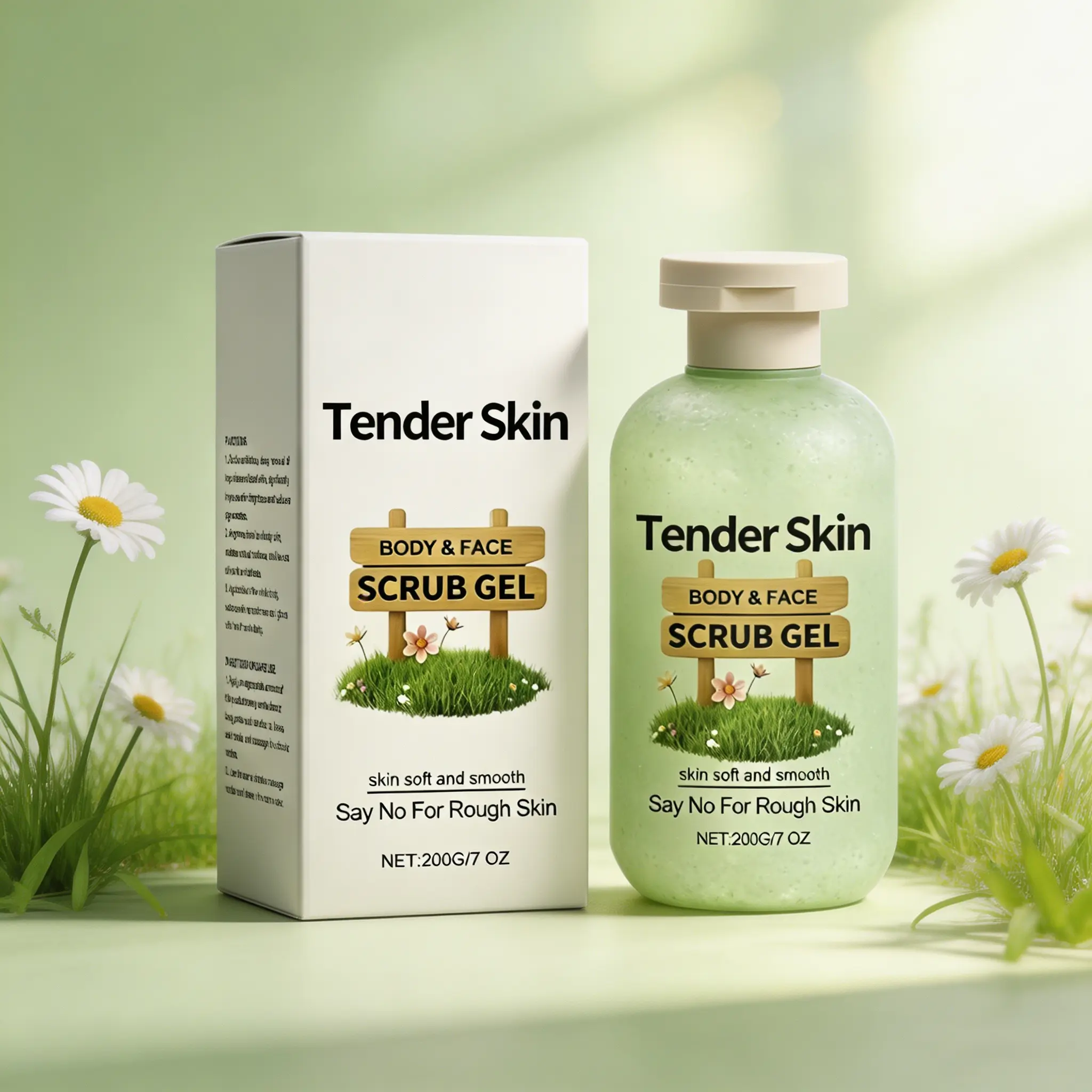 Tender Skin Body & Face Scrub Gel 200g – Gentle Exfoliating Scrub for Soft & Smooth Skin – Removes Dead Skin, Unclogs Pores & Smoothes Rough Patches – Daily Exfoliator for Face & Body – Say No to Rough Skin