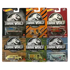 Hot Wheels Premium Jurassic World Series 6-Car Collection with Mercedes-Benz Unimog U 1300 L Combat Medic '38 Dodge Airflow & More 1:64 Scale Diecast Metal Bodies Real Riders Wheels