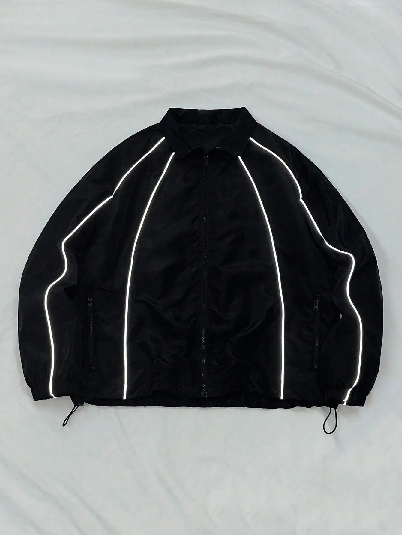Best seller in the US market! 3M reflective tape turn-down collar coach jacket, windproof and waterproof, loose high-street casual outerwear