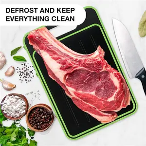 Aluminum 4 in 1 Defrosting Tray with Cutting Board & Silicone Tongs for Frozen Meat Thawing and Chopping Kitchen Tool Chopping, Kitchen, Knives, Sturdy