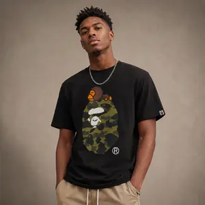 BAPE 1st Camo Milo on Big Ape Tee (FW21) Black/Green
