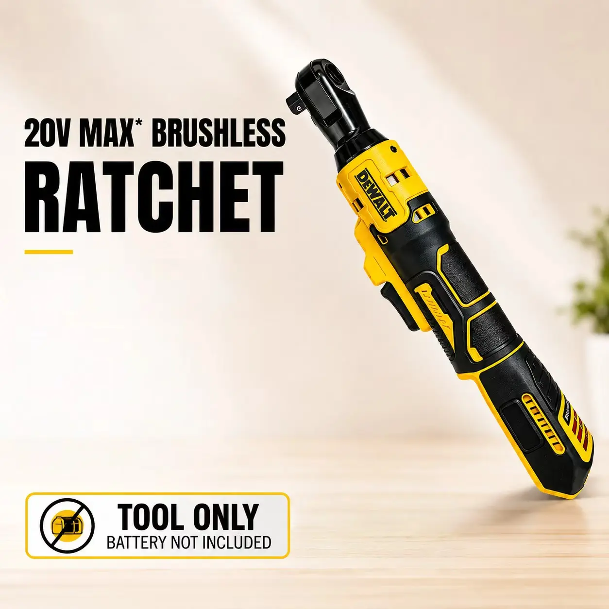 DEWALT DCF512 Rechargeable Brushless Right Angle Ratchet Wrench - Wireless Power Tools, Lithium Battery Wrench, Variable Speed, LED Light, Power Tool Compatible with Batteries