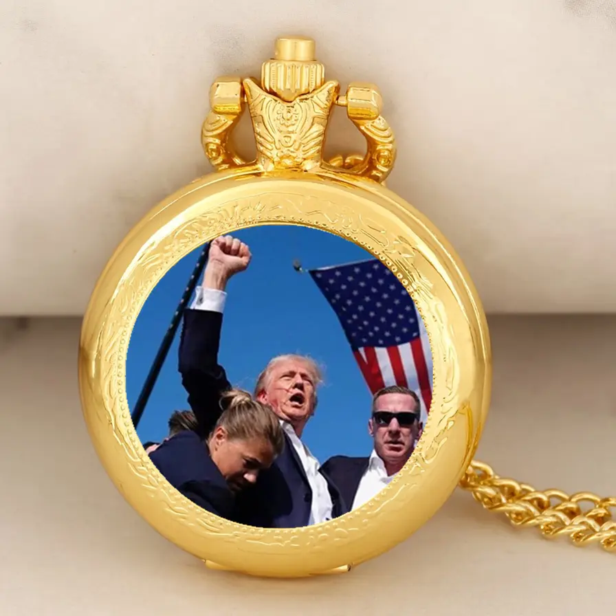 Classic Pocket Watch, Polished Gold Pendant Clock, Collectible Keepsake for Display & Gifting.