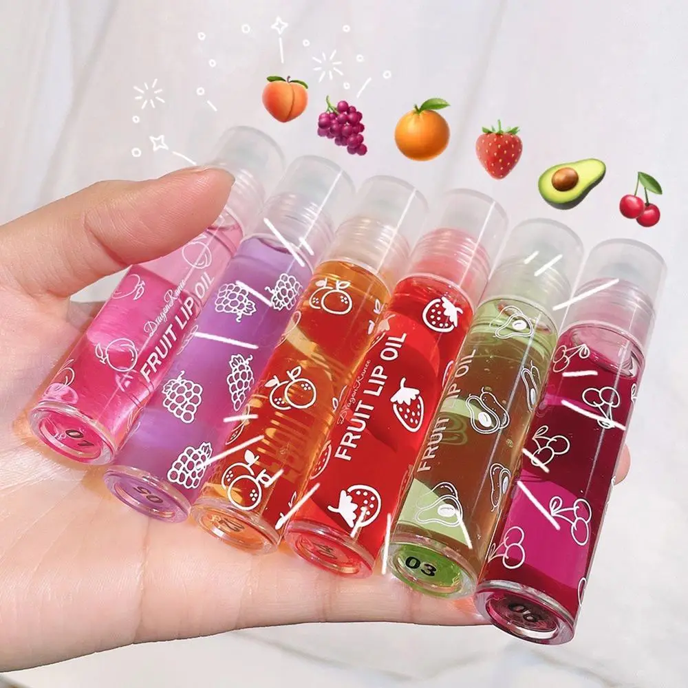 Fruit Lip Oil, 6 Counts/set Moisturizing Lip Balm, Glossy Hydrating Lip Care Product for Dating and Daily Use, Summer Gift, Valentine's Day Gift, Lip