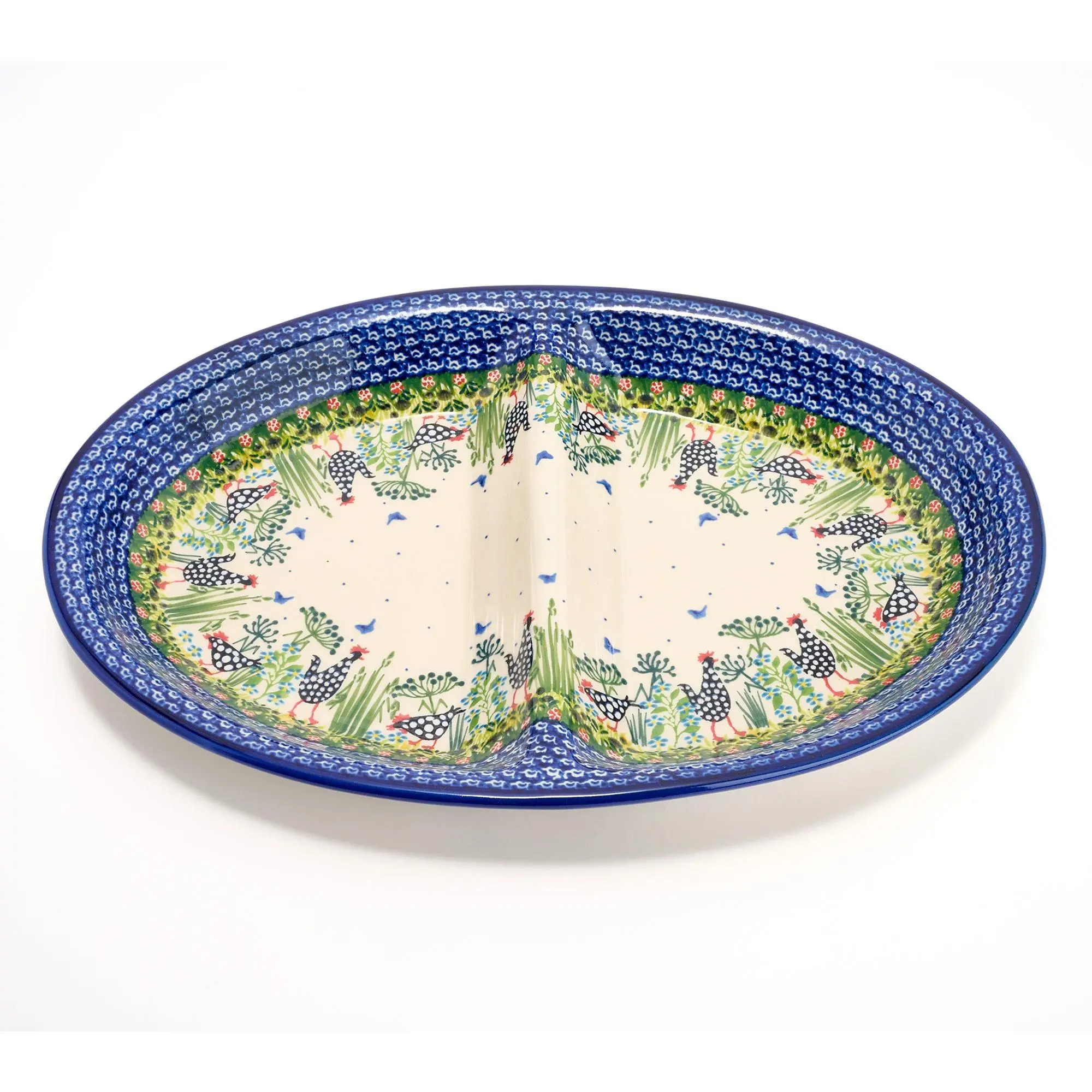 Lidia's Polish Pottery Hand Painted Divided Oval Platter