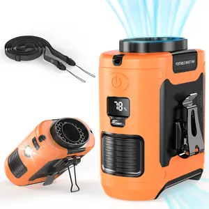 10000mAh Portable Waist Fan, 5 Speeds Rechargeable Personal Clip-on Fan With Flashlight, Hands-Free Outdoor Wearable Belt Neck Fan for Jobsite Travel Camping Gardening Farm