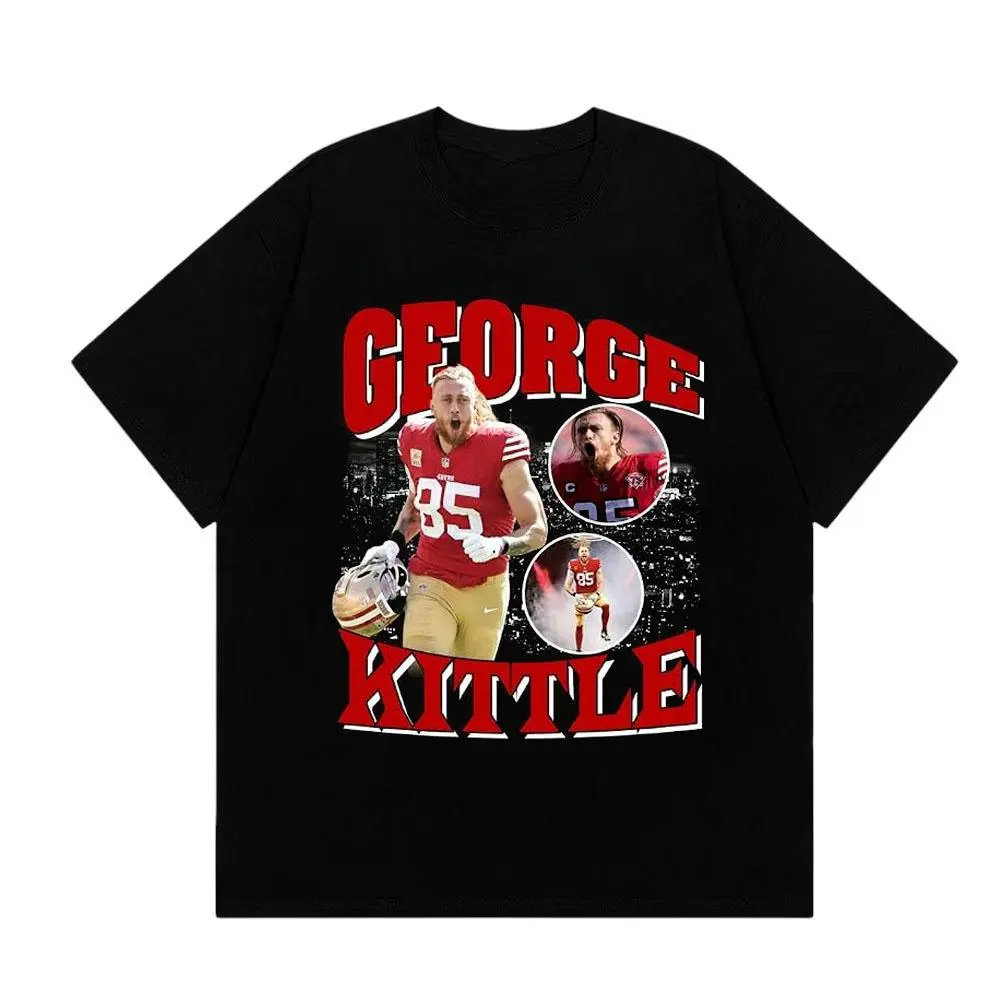 George Kittle Number 85 Football Graphic Tee, Vintage Red Gold San Francisco Fan T-Shirt