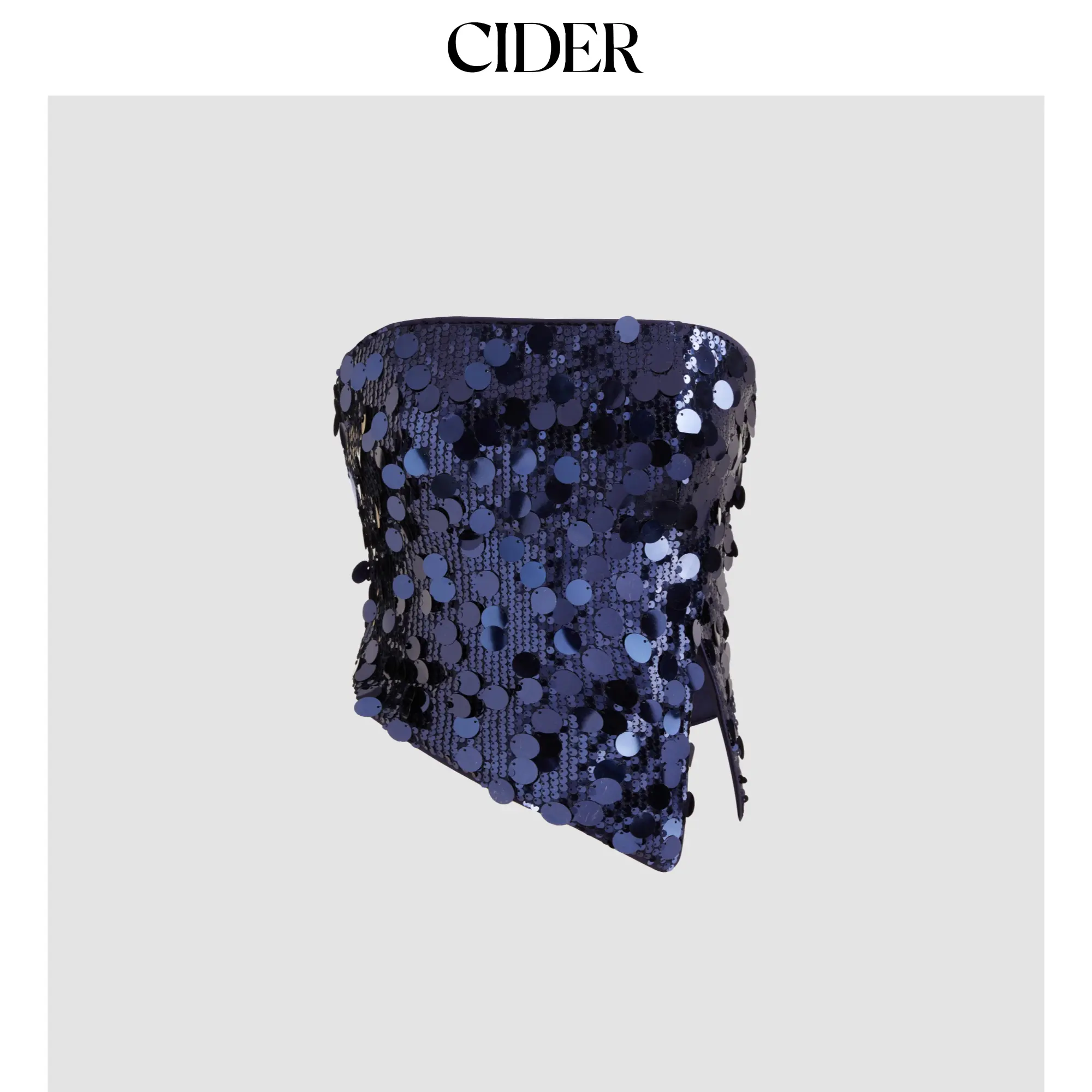 Cider Women's Sequin, Asymmetrical, Split Tube Crop Top