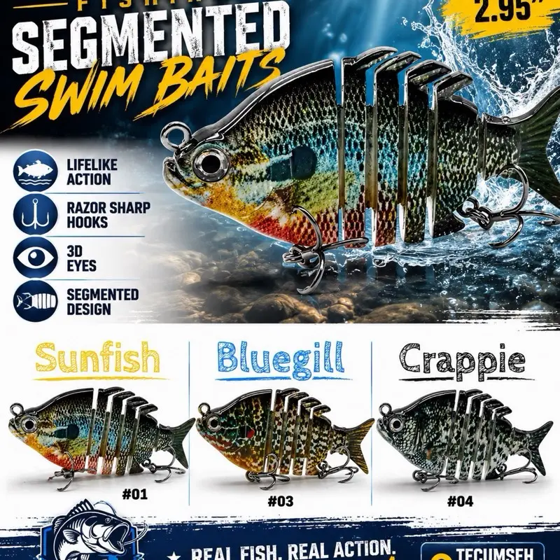 2-1/2” Bluegill Series Segmented Swim Baits